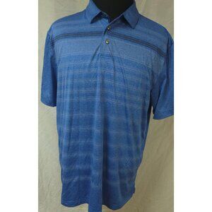 Ben Hogen Mens XL Performance Blue Stripe Dot Short Sleeve Golf Polo Shirt